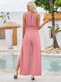 Vivi Ruched Slit Tied Sleeveless Jumpsuits