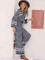 Fernanda Printed Long Sleeve Wide Leg Jumpsuits