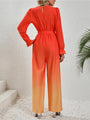 Grinda Gradient Tie Front Flounce Sleeve Jumpsuits