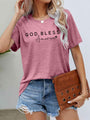 Leah GOD BLESS AMERICA Graphic Short Sleeve Tees