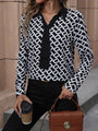 Gloria Printed Collared Neck Long Sleeve Blouse
