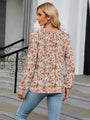 Sury Printed Round Neck Flounce Sleeve Blouse