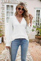 Julia Eyelet Lace Trim Flounce Sleeve Blouse