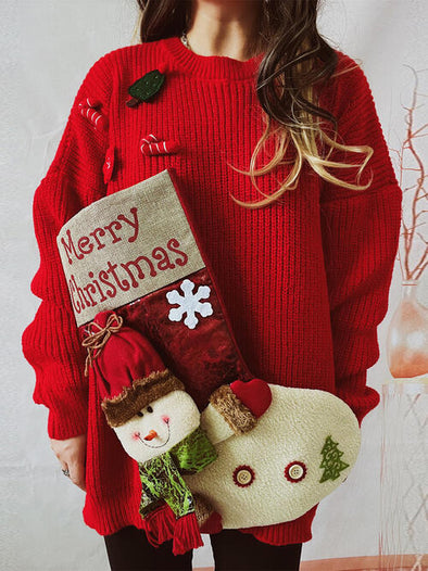 Vivian Christmas Element Long Sleeve Sweater