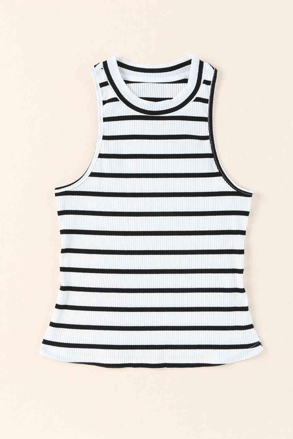 Olivia Striped Ribbed Round Neck Tank