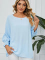 Monica Smocked Lantern Sleeve Round Neck Blouse