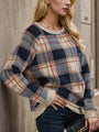 Laura Plaid Round Neck Long Sleeve Sweater - Vestir en Moda