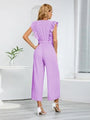 Victalie Ruffled Surplice Cap Sleeve Jumpsuits