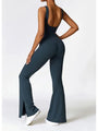 Saralen Wide Strap Bootcut Slit Active Jumpsuits