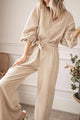 Bianelis V-Neck Tie Waist Wide Leg Jumpsuits