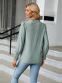 Tenten Frill Mock Neck Lantern Sleeve Blouse