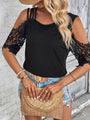 Alicia Lace Detail Cold Shoulder Blouse