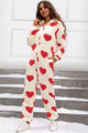 Celine Fuzzy Heart Zip Up Hooded Lounge Jumpsuits