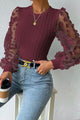 Sandy Double Take Textured Applique Long Sleeve Blouse