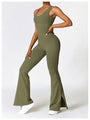 Saralen Wide Strap Bootcut Slit Active Jumpsuits