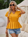 Gabriela Ruffled V-Neck Peplum Blouse