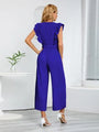 Victalie Ruffled Surplice Cap Sleeve Jumpsuits