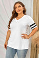 Vanessa Plus Size Striped V-Neck T-Shirt