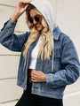 Valeria Drawstring Hooded Button Up Jacket