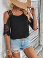 Alicia Lace Detail Cold Shoulder Blouse