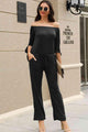 Heidy Off-Shoulder Tie Cuff Jumpsuits with