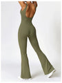 Saralen Wide Strap Bootcut Slit Active Jumpsuits