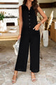 Margarita Pocketed Half Button Sleeveless Jumpsuits