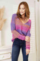 Isabella Multicolored Rib-Knit V-Neck Knit Sweater