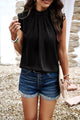 Rosa Frill Ruched Mock Neck Sleeveless Blouse