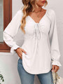 Hinata Tie Front V-Neck Puff Sleeve Blouse