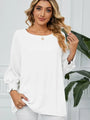 Monica Smocked Lantern Sleeve Round Neck Blouse