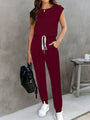 Daylin Drawstring Round Neck Sleeveless Jumpsuits