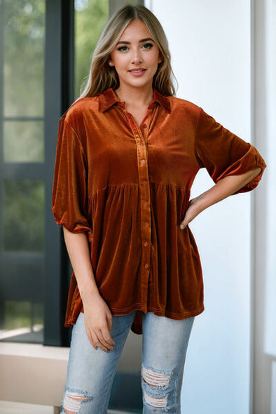 Juana Tiered Button Up Collared Neck Blouse