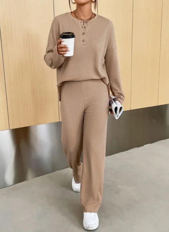 Emma Women's casual round pullover Two Pieces Sets
