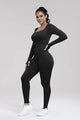 Susan Square Neck Long Sleeve Active Jumpsuits