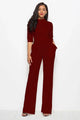 Sesarina Mock Neck Tie-Waist Half Sleeve Jumpsuits
