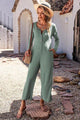 Cristal Half Button Long Sleeve Wide Leg Jumpsuits