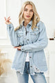 Camila Distressed Button Up Frayed Hem Jacket