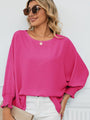 Monica Smocked Lantern Sleeve Round Neck Blouse