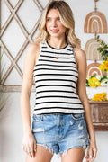 Olivia Striped Ribbed Round Neck Tank