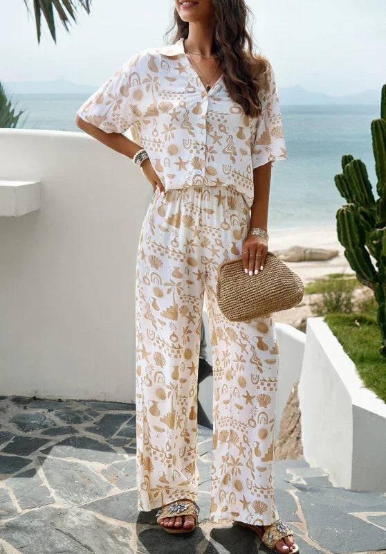 Isabella Elegant printed trousers Two Pieces Sets