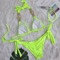 Piper Rhinestone Crystal Diamond Metal Chain Bikinis Metal Chain Swimwear 