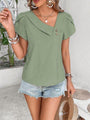 Sonia Decorative Button Asymmetrical Neck Blouse