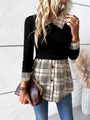 Monica Houndstooth Collared Neck Long Sleeve Shirt