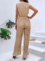 Belen Pleated Sleeveless Straight Leg Jumpsuit - Vestir en Moda