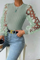 Sandy Double Take Textured Applique Long Sleeve Blouse