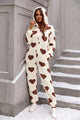 Celine Fuzzy Heart Zip Up Hooded Lounge Jumpsuits
