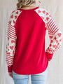 Temari Heart Striped Quarter Button Sweater