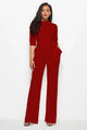 Sesarina Mock Neck Tie-Waist Half Sleeve Jumpsuits