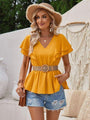 Gabriela Ruffled V-Neck Peplum Blouse